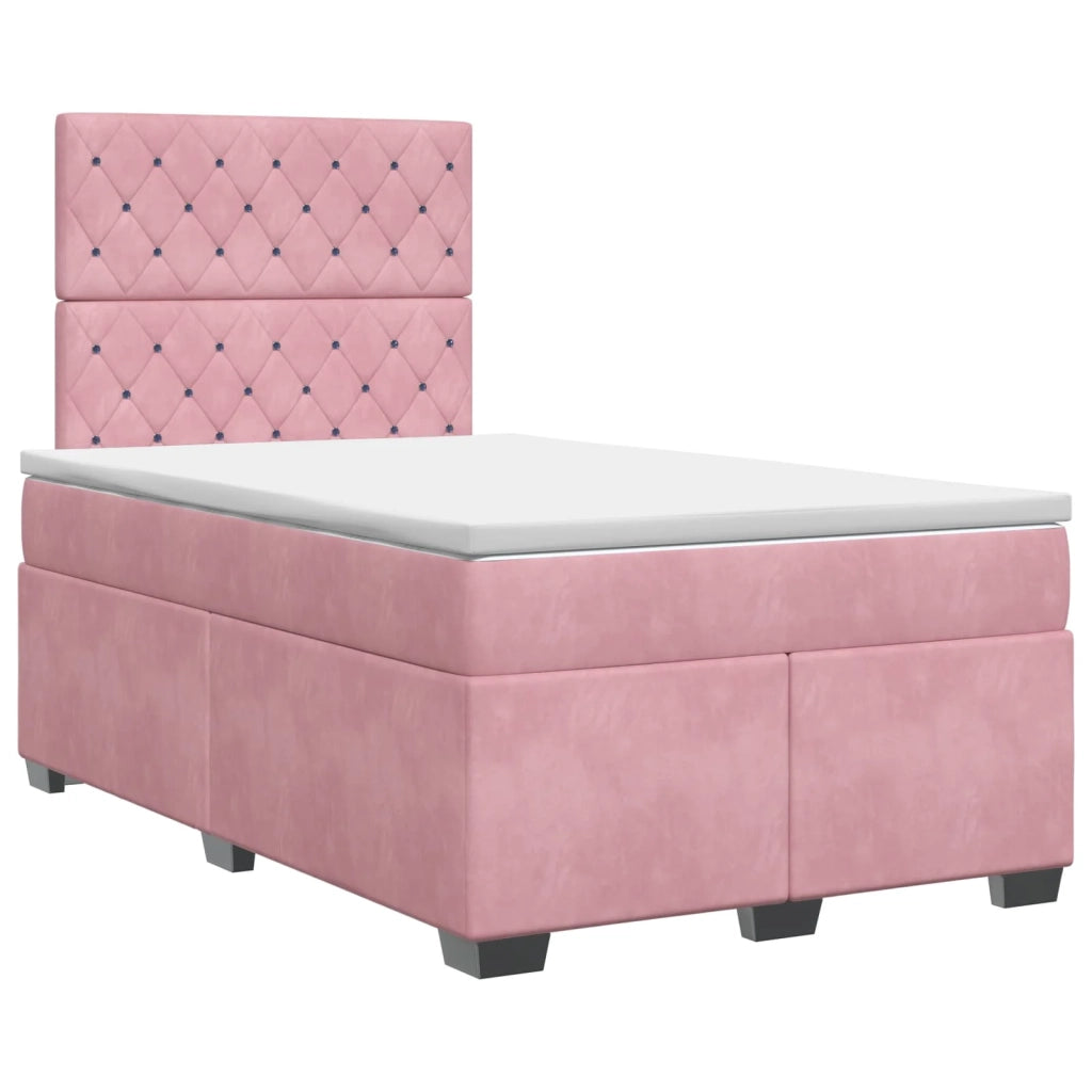 Letto box spring con materasso Rosa 120 x 200 cm Velluto 3453619