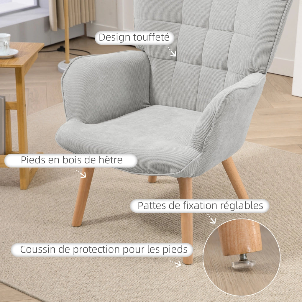 Poltrona reclinabile con poggiapiedi ¨C zephmum ¨C Tessuto velluto grigio scuro