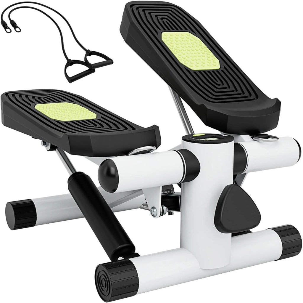 Mini Stepper per Esercizio a Casa, Stepper Idraulico con Fasce di Resistenza, Altezza Regolabile e Pedali Antiscivolo, Dispositivo per Allenamento Completo del Corpo