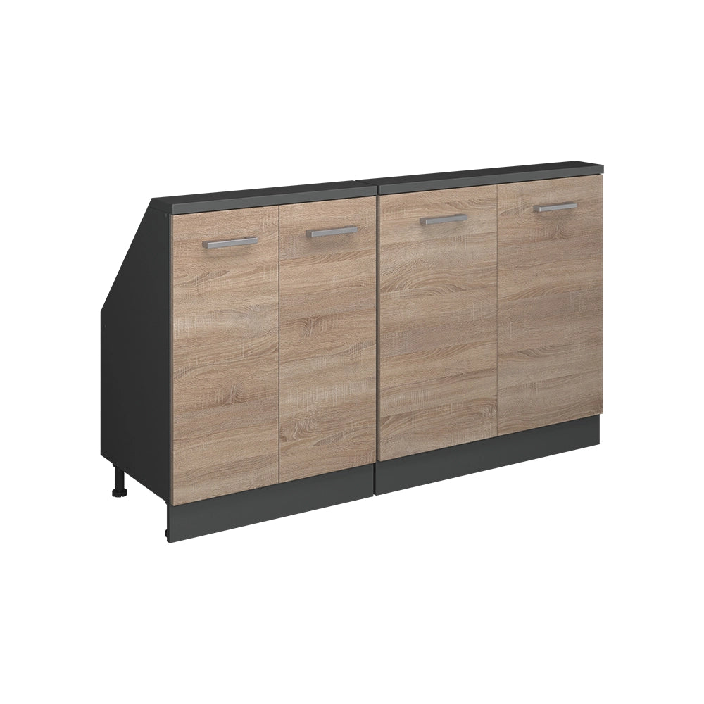 Mobile cucina sottotetto R-Line Sonoma/Antracite 140 cm Set di 2 Vicco