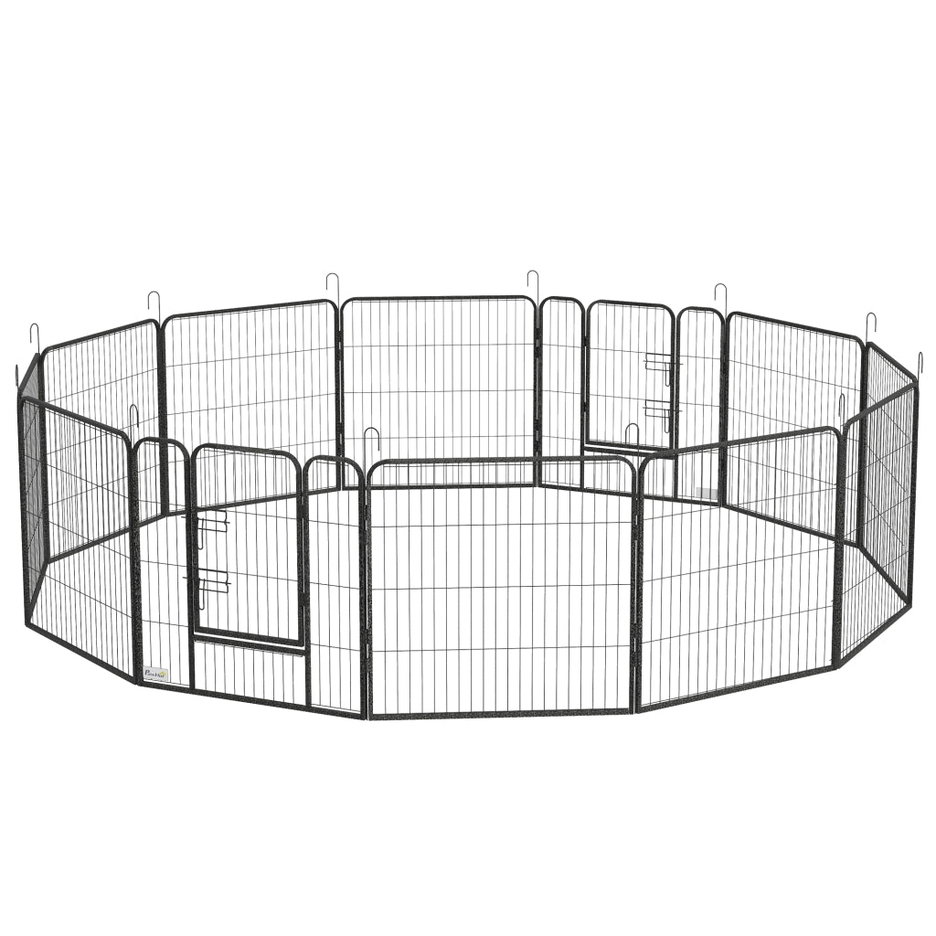 Recinto per Cani 12 Pannelli Pieghevole ¨C zephmum ¨C Grigio 80x150x80 cm