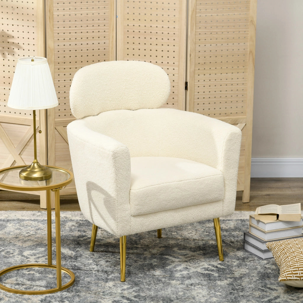 Poltrona Relax con Poggiatesta Amovibile ¨C Zephmum ¨C 71x65x90 cm Crema Tessuto