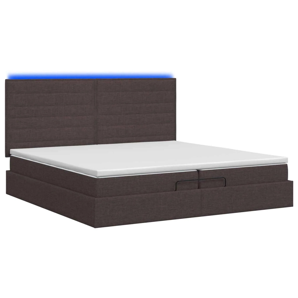 Letto Ottomano con Materasso e LED Marrone Scuro 200 x 200 cm 3458017