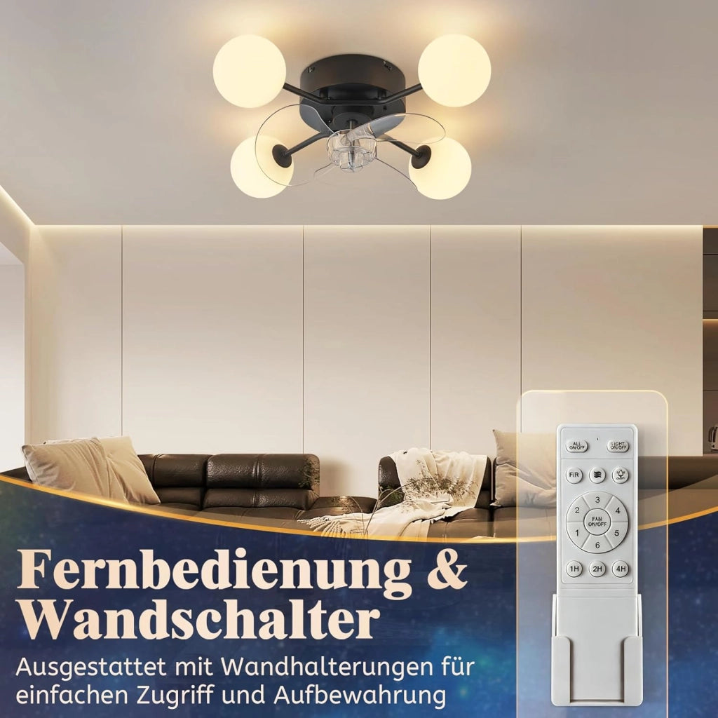 ZMH Ventilatore da Soffitto Silenzioso G9 con Luce Telecomando 6 Velocità per Sala da Pranzo Lampadina Non Inclusa