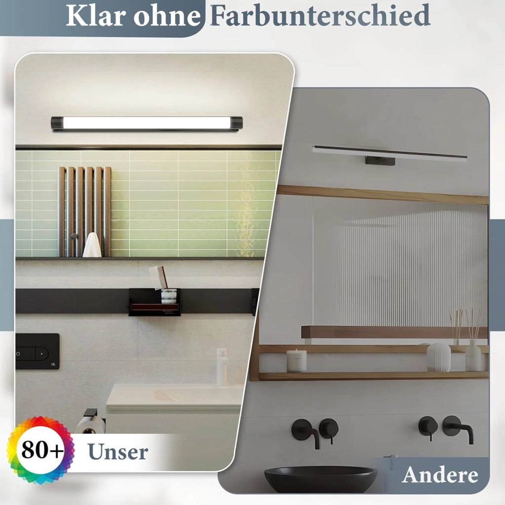 ZMH Applique da Parete LED  50cm 10W Colore Nero 4000K per Specchio da Bagno Illuminazione Moderna per Mobili da Cantina