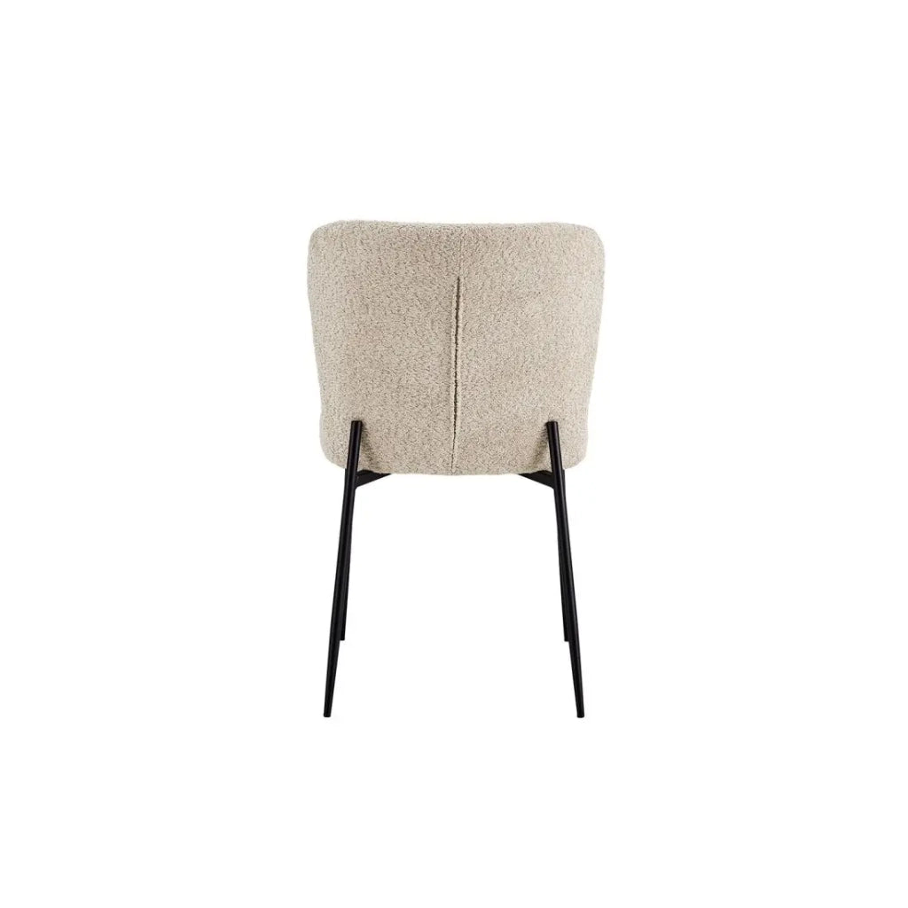 Sedia rivestita in Bouclé per sala da pranzo colore Beige. Collezione LISE