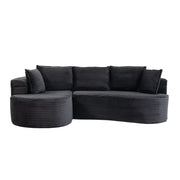 Divano diritto in velluto con portabicchieri e tasca laterale; grigio scuro; 250 Ã— 152 Ã— 82 cm