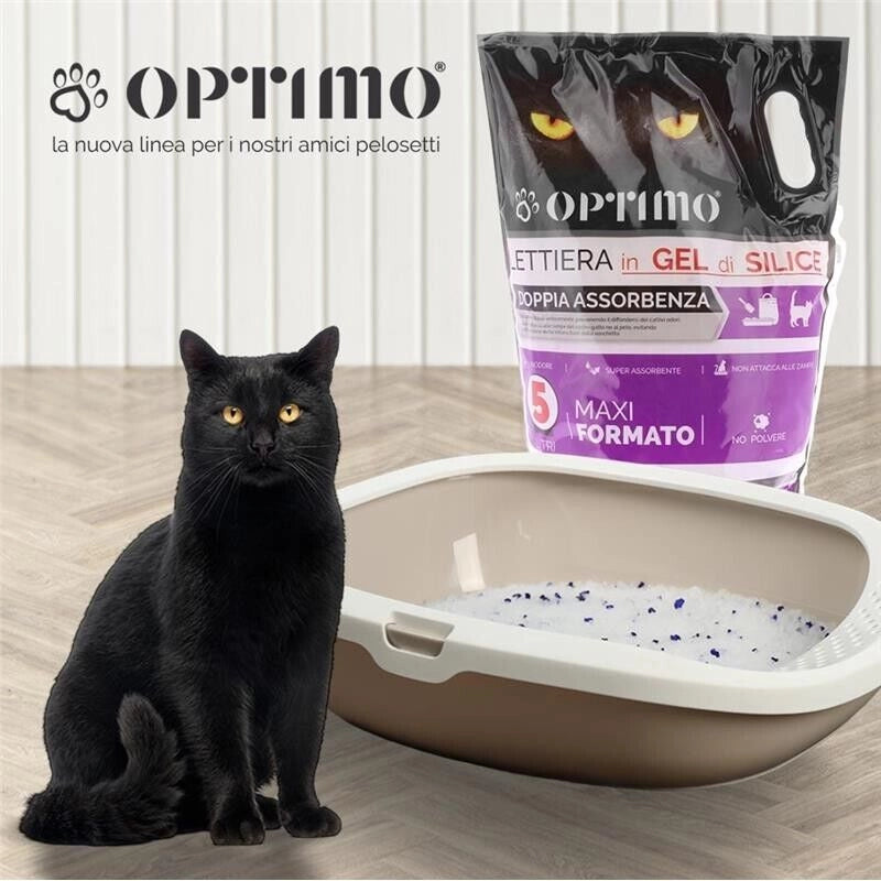 OPTIMO LETTIERA PER ANIMALI IN GEL DI SILICE CON ASSORBENZA DI 5 LT