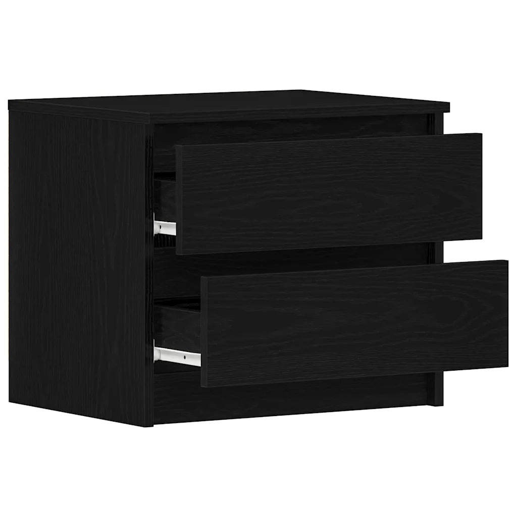 Comodino | Armadio da Notte | Mobiletto da notte con cassetto Rovere Nero 50 x 40 x 43,5 cm