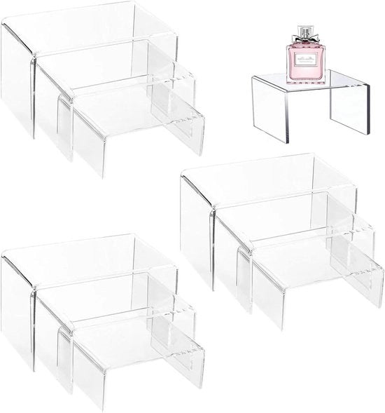 Set di supporti in acrilico in 3 misure - Translucido - Adatto per gioielli e profumi - Supporto per torta - Supporto per lavori di artigianato