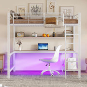 Letto mezzanino 140x200cm - Xylo - bianco, USB, luce controllabile