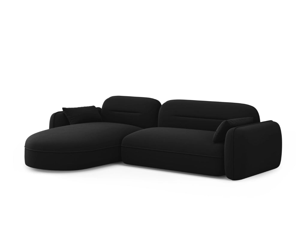 Cosmopolitan Design - Divano angolare modulare sinistro "Sydney" 4 posti in velluto nero 
