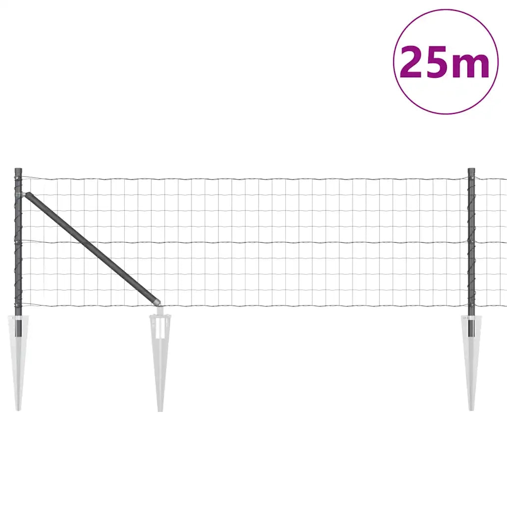 Recinzione con Posto Grigio 0,4 x 25 m Acciaio e PVC