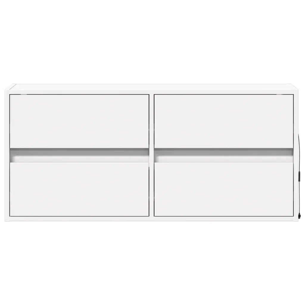 vidaXL Mobile TV a Parete con Luci LED Bianco 100x31x45 cm