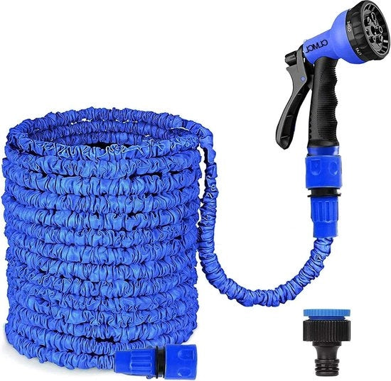 Estensibile tubo da giardino 120ft - Tubo flessibile per giardino automatico - 8 funzionalità bocca d'acqua - Blu