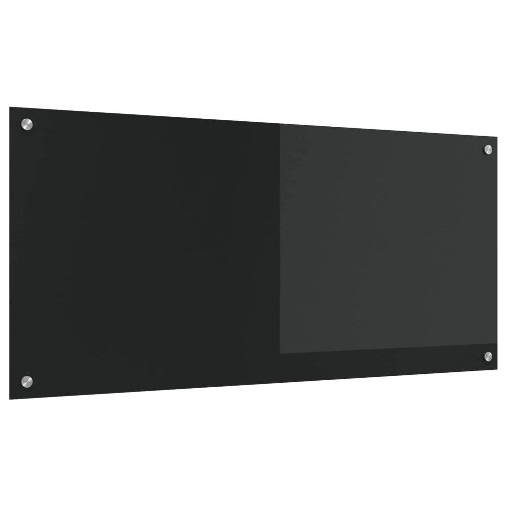 Paraschizzi da cucina moderno ed elegante 110 x 50 cm resistente al calore facile da installare vetro temperato nero 02_0058477