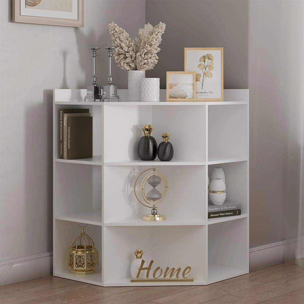 Scaffale angolare Elina, Bianco, 60 x 80 cm, per conservare ed esporre libri o oggetti decorativi