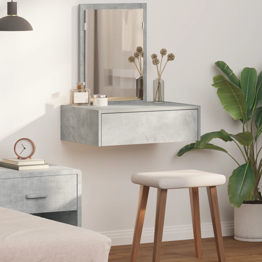 Tavolo da Toeletta a Muro Grigio Cemento 60x40x70 cm