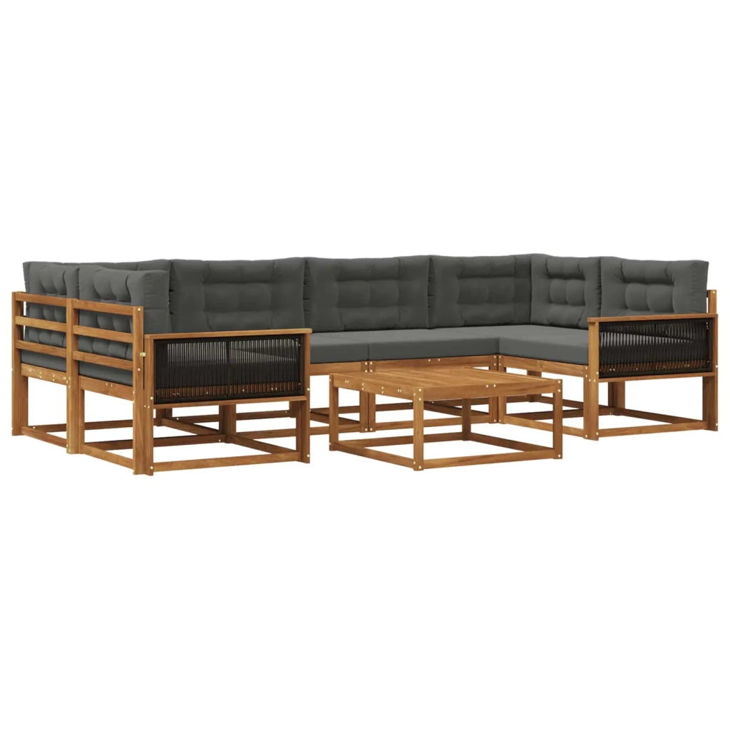 Set di divani da esterno con cuscino 7 pcs Naturale e Antracite