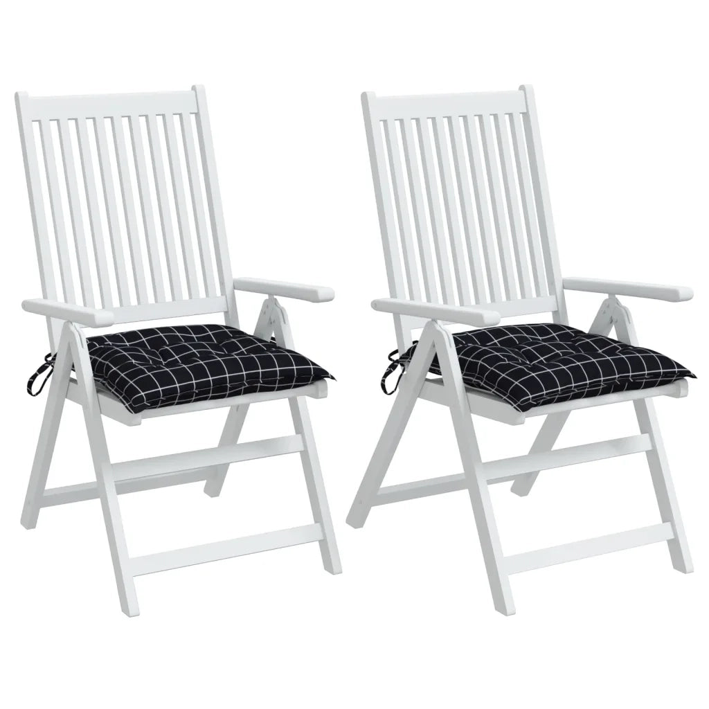 Cuscini per Sedia 2 pz a Quadri Neri 50x50x7 cm Tessuto Oxford 361546