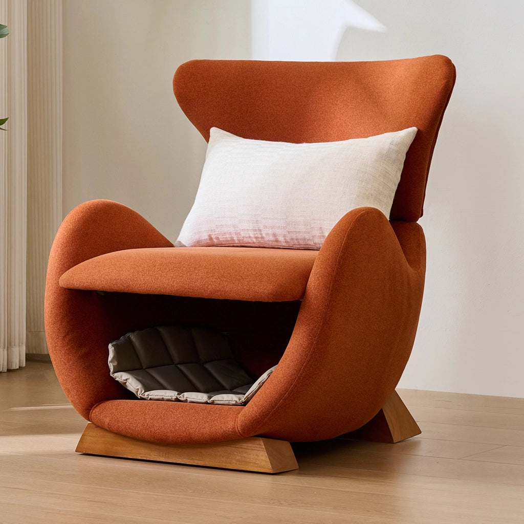 POLTRONA LOUNGE 66x69x76 cm Tessuto Rosso mattone Legno con nicchia per animali
