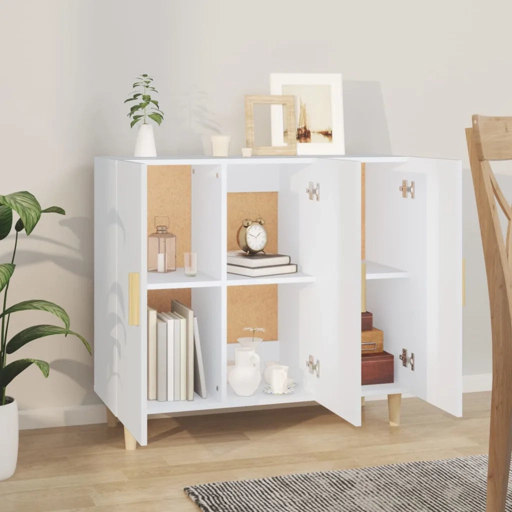 Credenza-Buffet-Armadio da cucina Bianca 90x34x80 cm in Legno Multistrato 406582