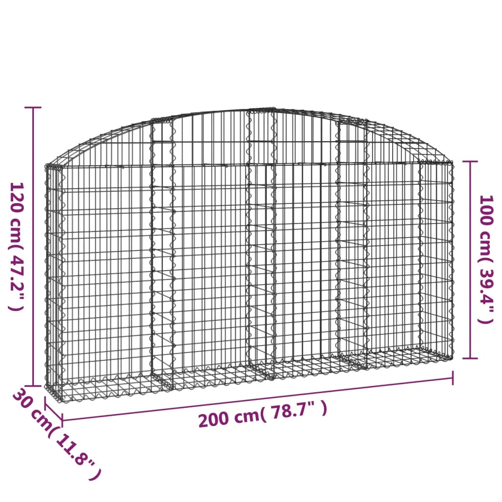 Cesto Gabbione ad Arco 200x30x100/120 cm Ferro Zincato 153465