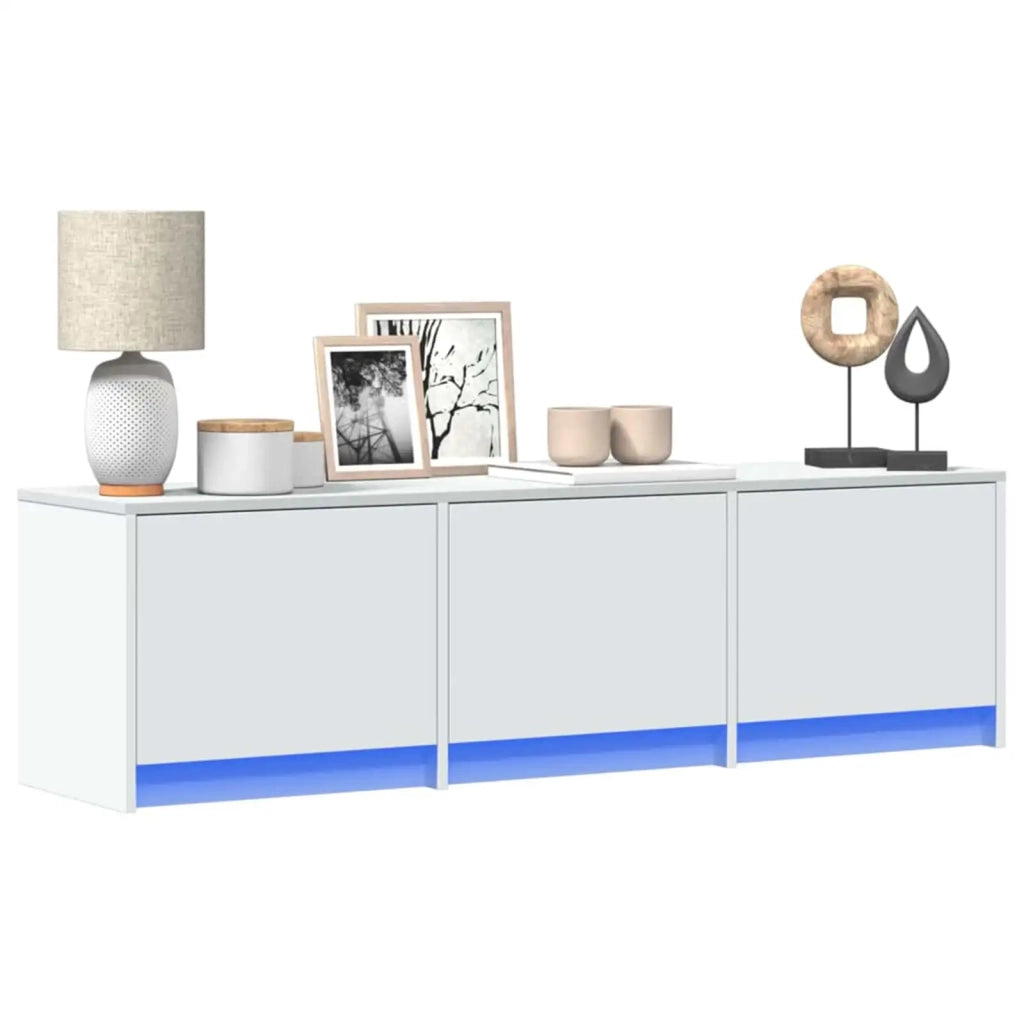 Mobile TV con LED-Credenza per TV Bianco 140 x 34 x 40 cm Legno multistrato
