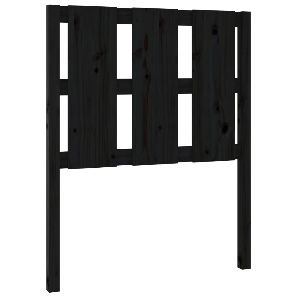 Testiera per Letto Nera 80,5x4x100 cm in Legno Massello di Pino 817969