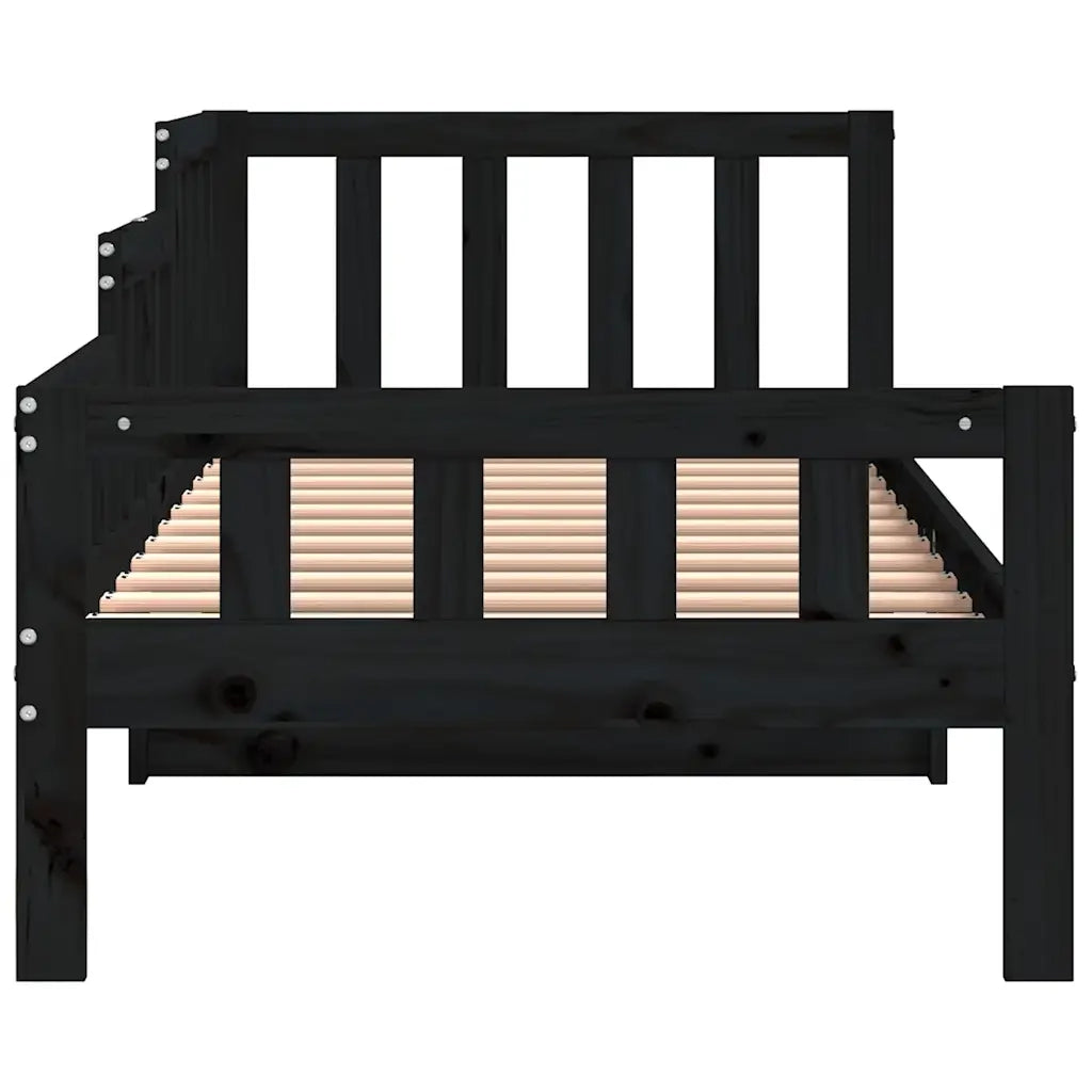 Letto singolo | Letto per adulti | Dormeuse Nera 80x200 cm in Legno Massello di Pino