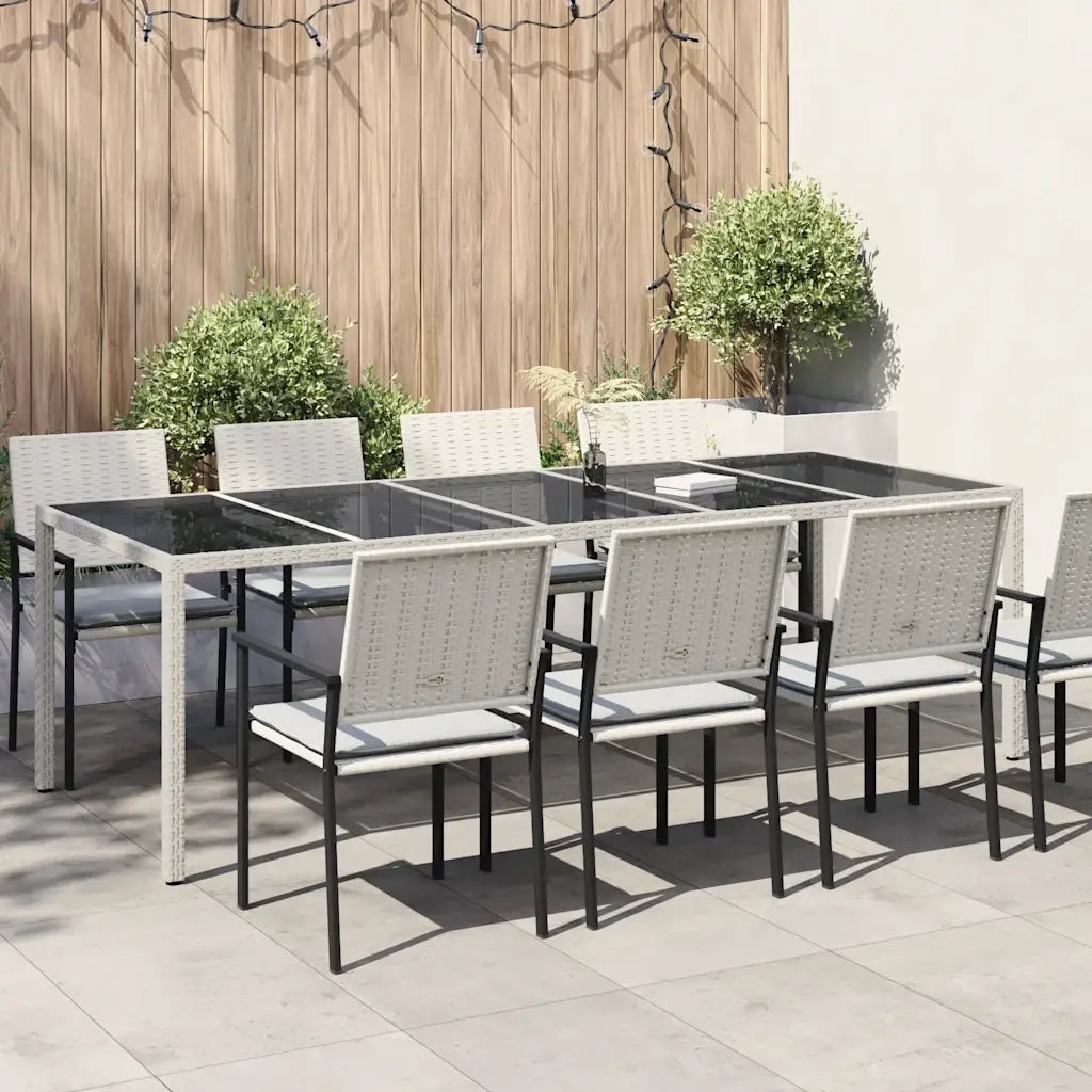 Tavolo Giardino Bianco 250x100x75 cm Polyrattan Vetro Temperato 362556