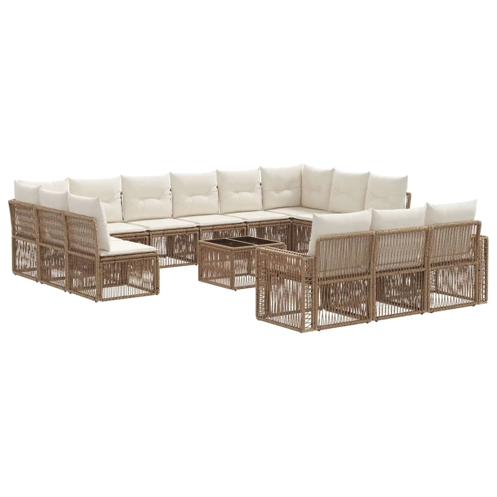 Set Divano da Giardino 14 pcs Beige e Bianco Crema polyrattan 3435279