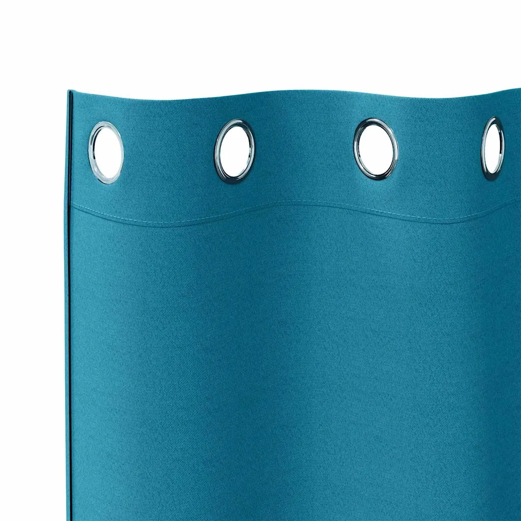 Tende Blackout con Anelli 2 pz Turchese 260 x 140 cm Poliestere 4107422