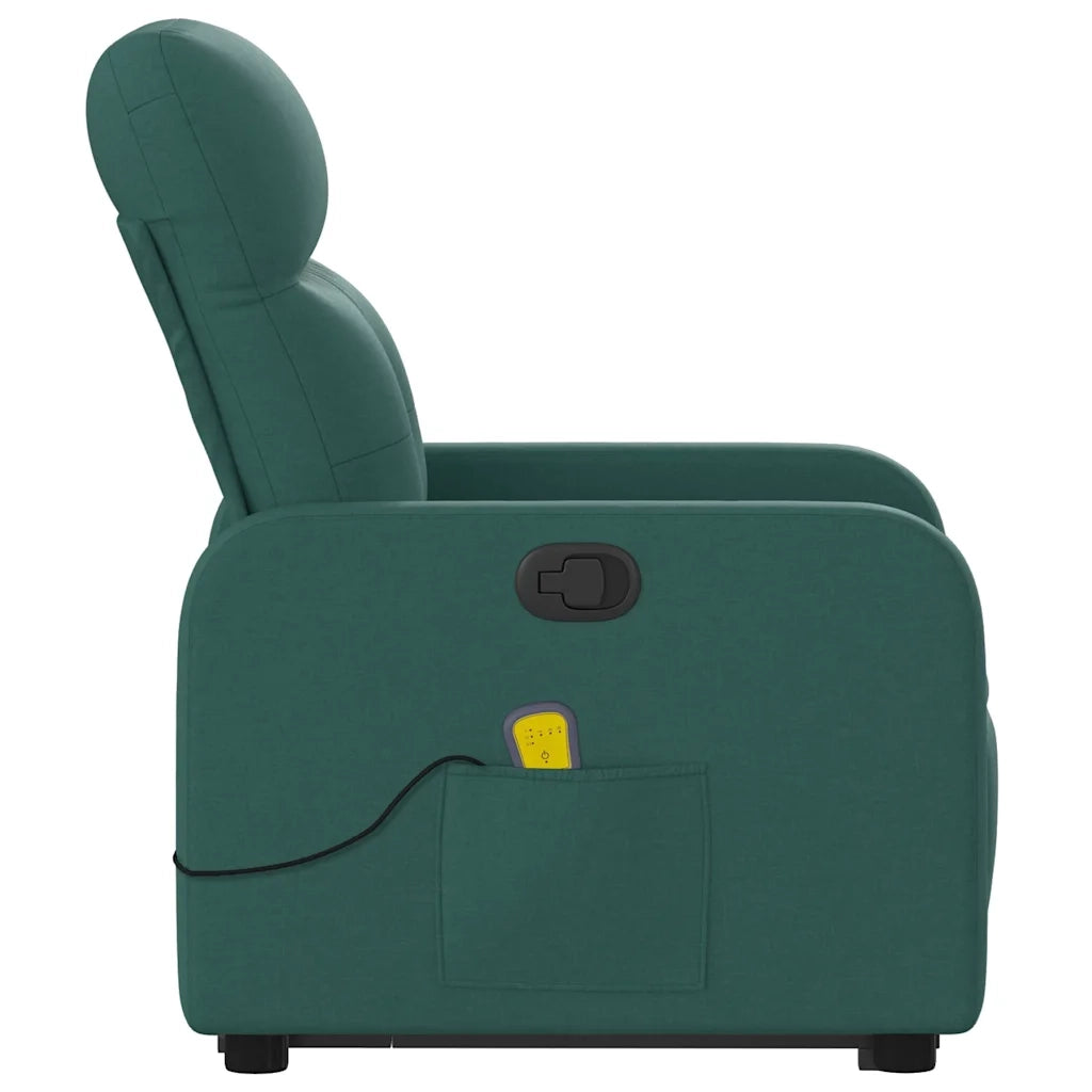 Divano Sedia-Poltrona Alzapersona Massaggiante Verde Scuro in Tessuto 621955