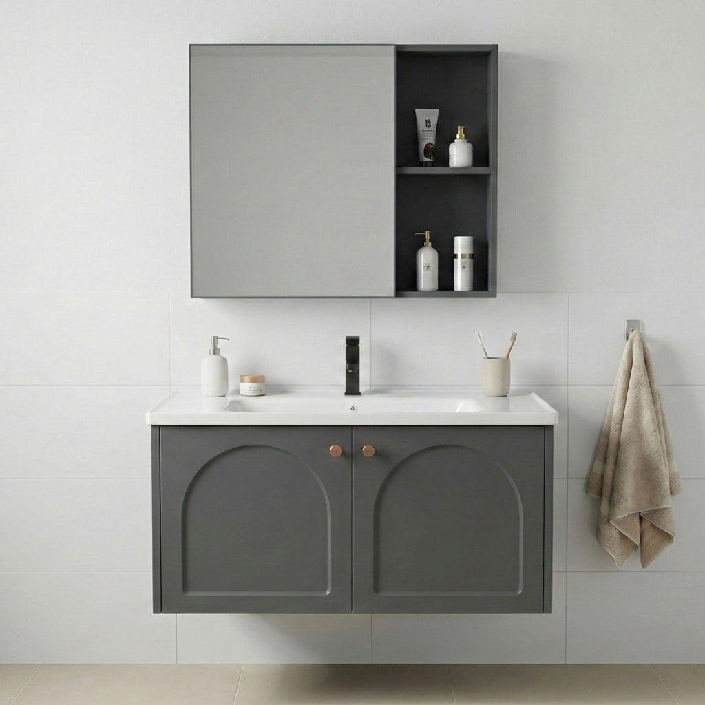 Set Di Mobili Da Bagno Con Lavabo Denver 80cm Grey