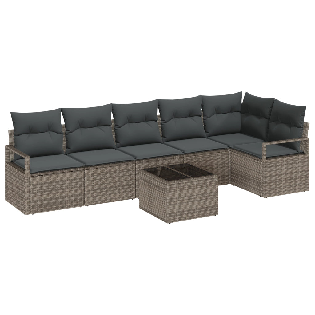 Set Divani da Giardino  a 6 Pezzi con Cuscini Neri in Rattan Sintetico