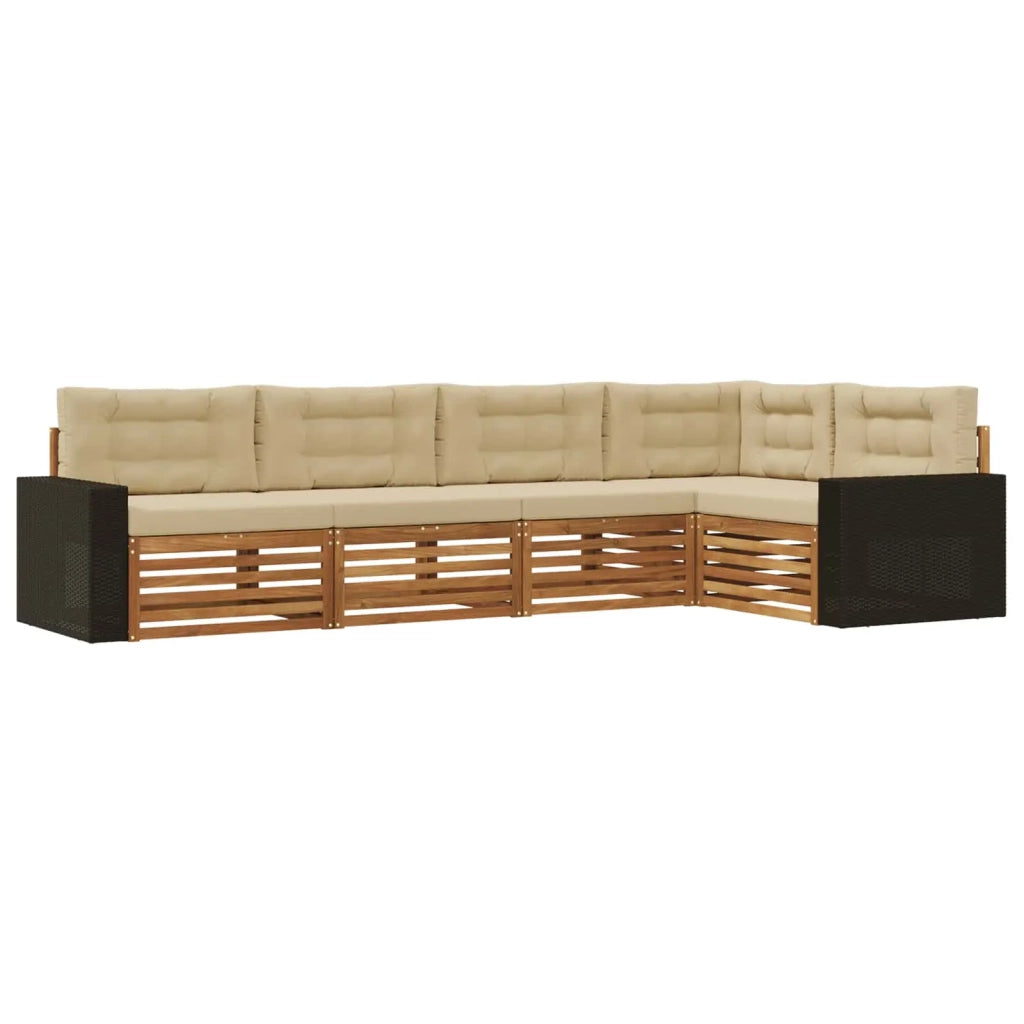 Set di divani da esterno 5 pz Naturale e Beige Poliestere 3383366