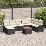 Set Divano da Giardino con cuscino 9 pcs Nero polyrattan 3359467