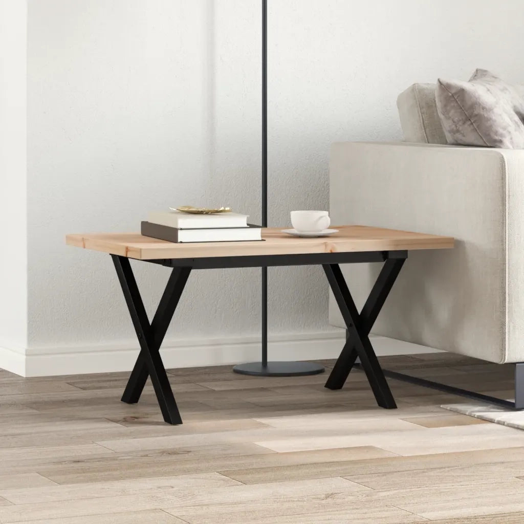 Tavolino Salotto Telaio a X 80x50x40,5 cm Legno Pino e Acciaio 3282750