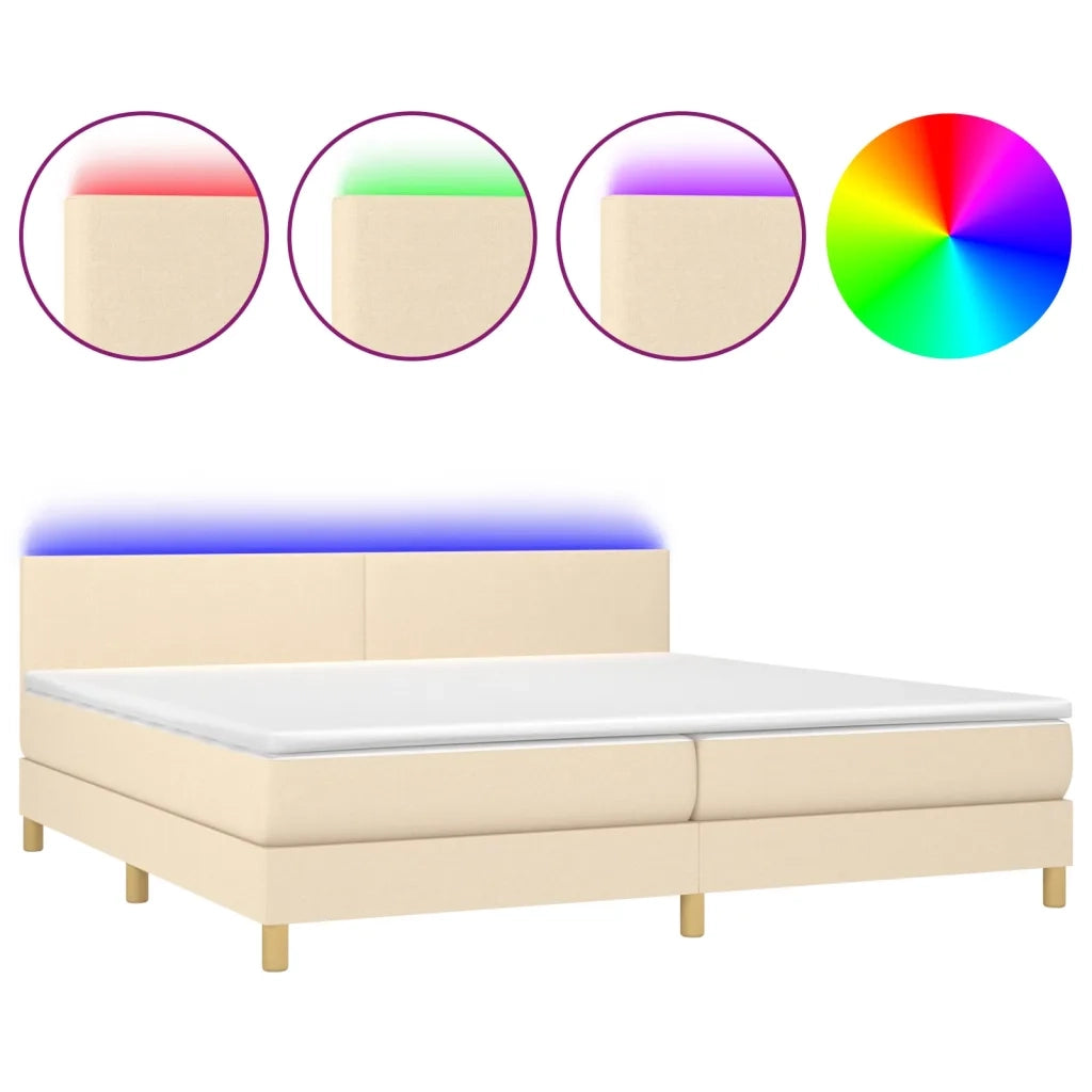 Letto a Molle Materasso e LED bianco 200x200cm in Tessuto 3133586