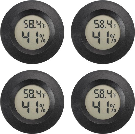 Mini Termometro e Idrometro Digitale - Umidità e Temperatura Interna/Esterna, Applicazione in Sauna, Giardino e Sottoterra, Misura in Fahrenheit(℉)/Celsius(℃), Inversione, Set da 4 pezzi nero