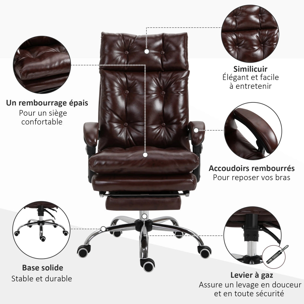 Sedia da ufficio ergonomica ¨C Minimal ¨C marrone, regolabile in altezza, schienale inclinabile, poggiapiedi retrattile