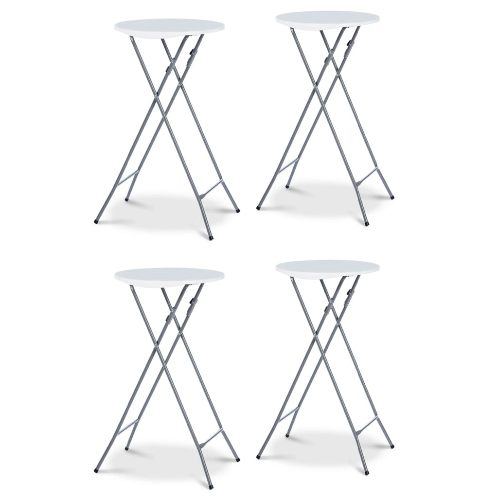 IDMarket - Set di 4 tavoli alti pieghevoli 105 CM e 4 coperture bianche