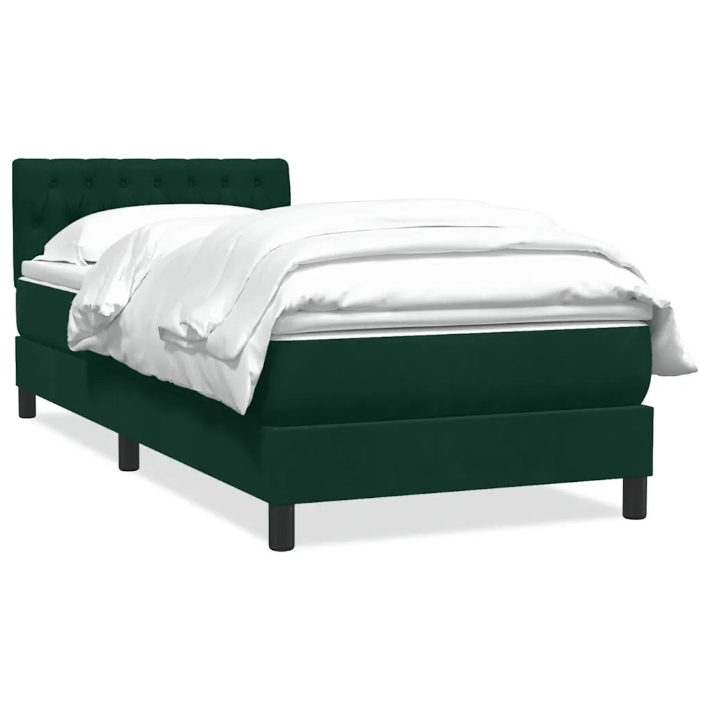 Giroletto a Molle con Materasso Verde Scuro 80x220 cm Velluto