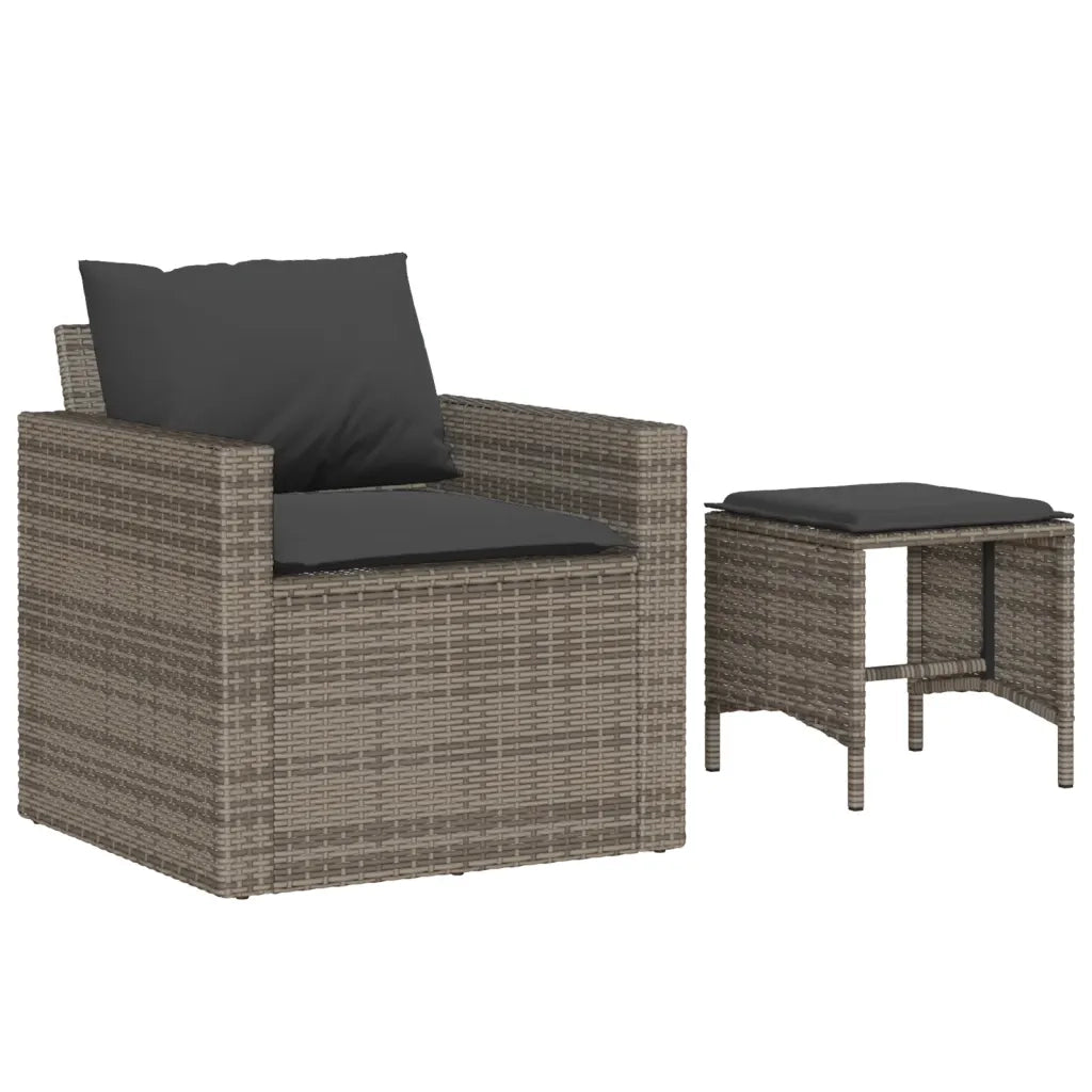 Set Divani da Giardino 4 pz | Set Salotto da Giardino con Cuscini in Polyrattan Grigio
