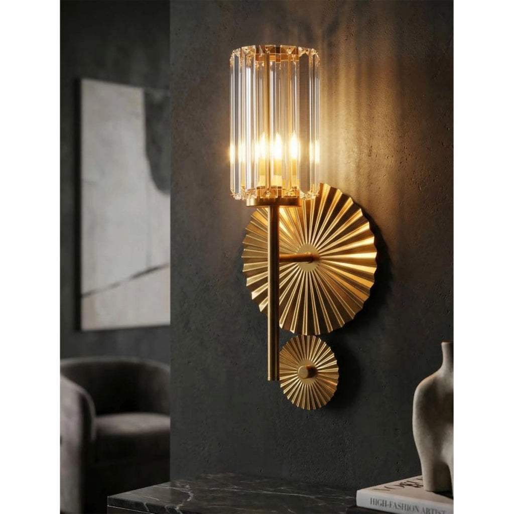 Lampada a Parete VKH915, Oro, Vetro, 20x17x47 cm