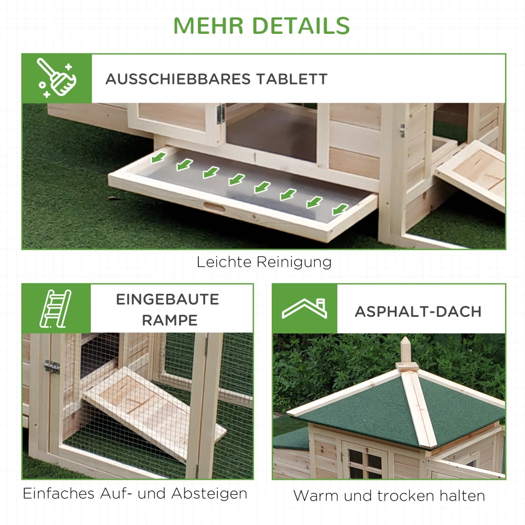 Pollaietto per Galline 196x76x97 cm ¨C zephmum ¨C Legno Naturale