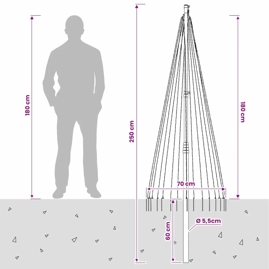 Luci per albero di Natale con picchetti e asta per bandiera 3468898