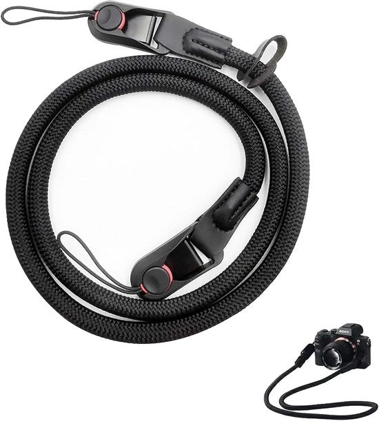 Cinturone di trasporto con sistema di apertura rapida - Cinturone per fotocamera - 116 cm - Nero
