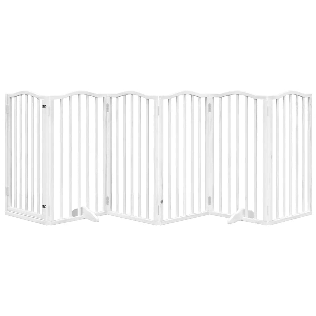 Cancello Cani Porta Pieghevole Bianco 6 Pannelli 300 cm Pioppo CFW5249415
